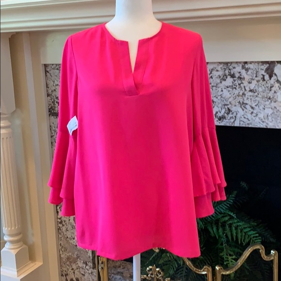 Jade Tops - Jade Hot Pink Top w/Bell Sleeves Size Medium